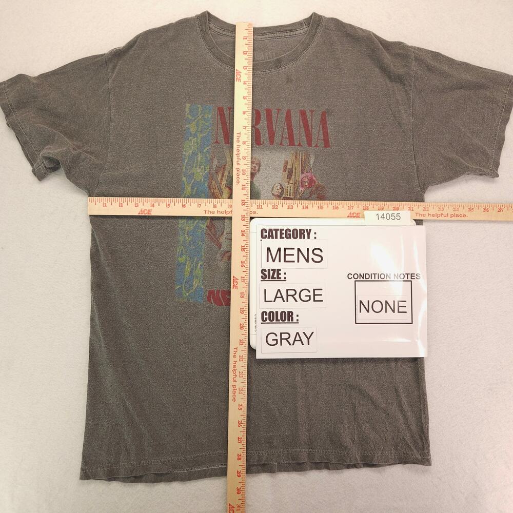 Nirvana Band Casual Crew Neck Graphic T-Shirt Adult Mens Size Large L Gray - Picture 5 of 9
